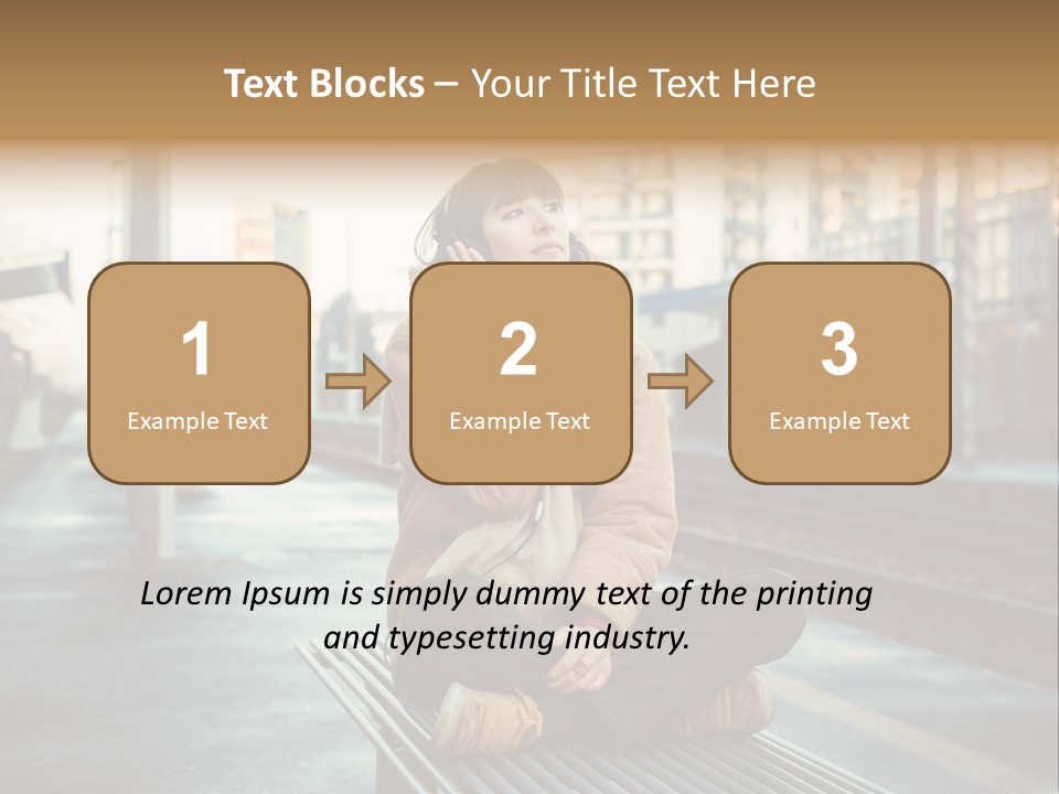 A Woman Sitting On A Bench Talking On A Cell Phone PowerPoint Template