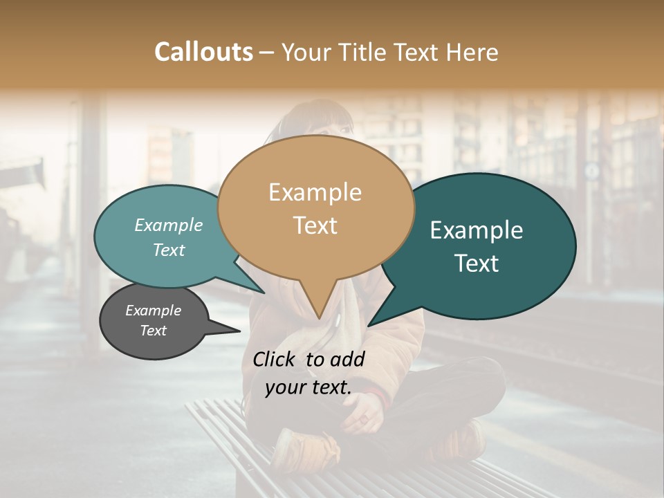 A Woman Sitting On A Bench Talking On A Cell Phone PowerPoint Template