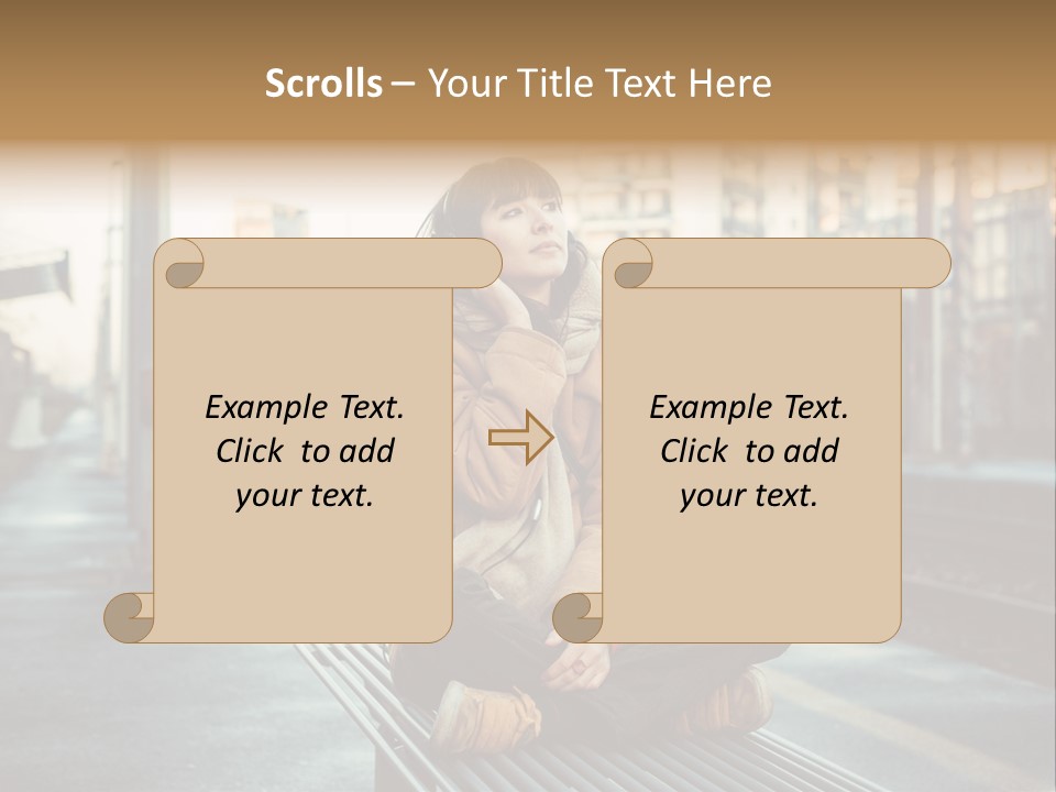 A Woman Sitting On A Bench Talking On A Cell Phone PowerPoint Template
