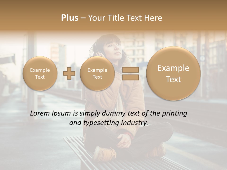 A Woman Sitting On A Bench Talking On A Cell Phone PowerPoint Template