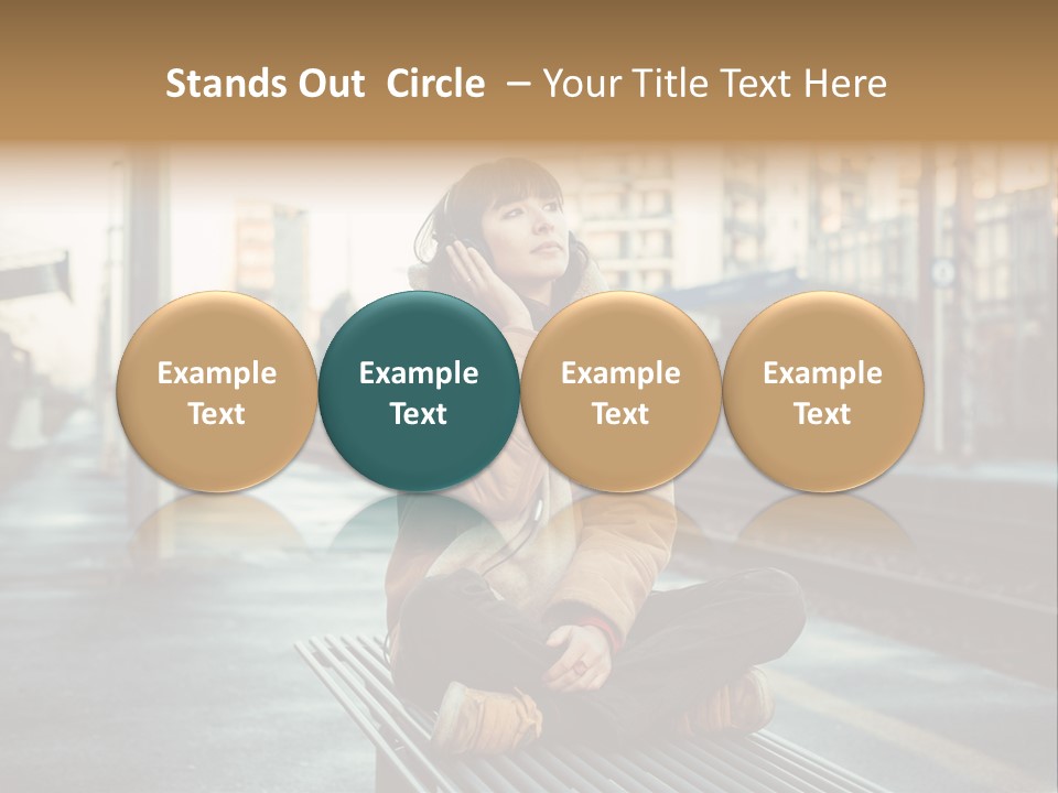 A Woman Sitting On A Bench Talking On A Cell Phone PowerPoint Template