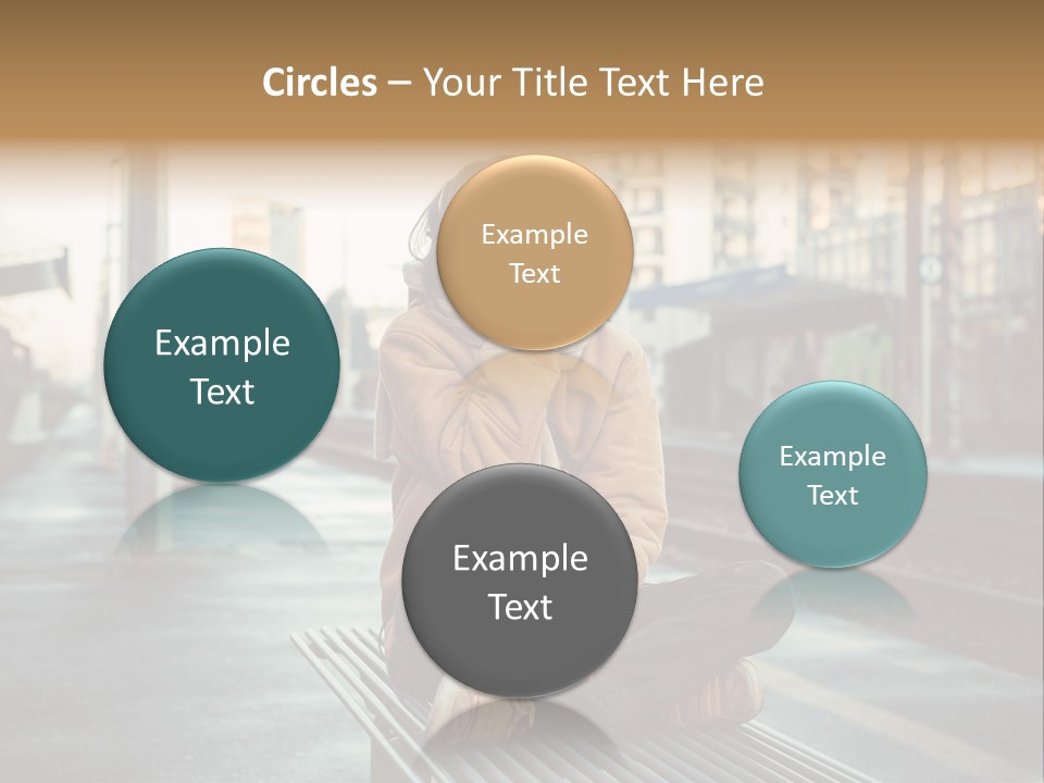 A Woman Sitting On A Bench Talking On A Cell Phone PowerPoint Template