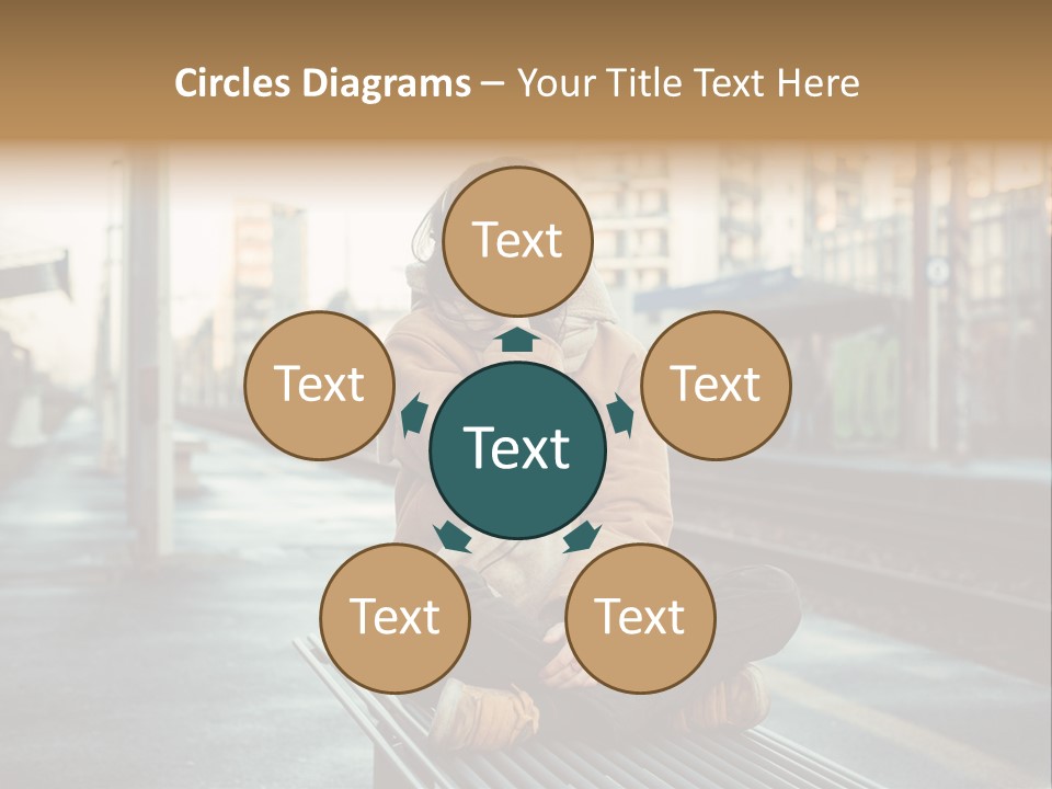 A Woman Sitting On A Bench Talking On A Cell Phone PowerPoint Template