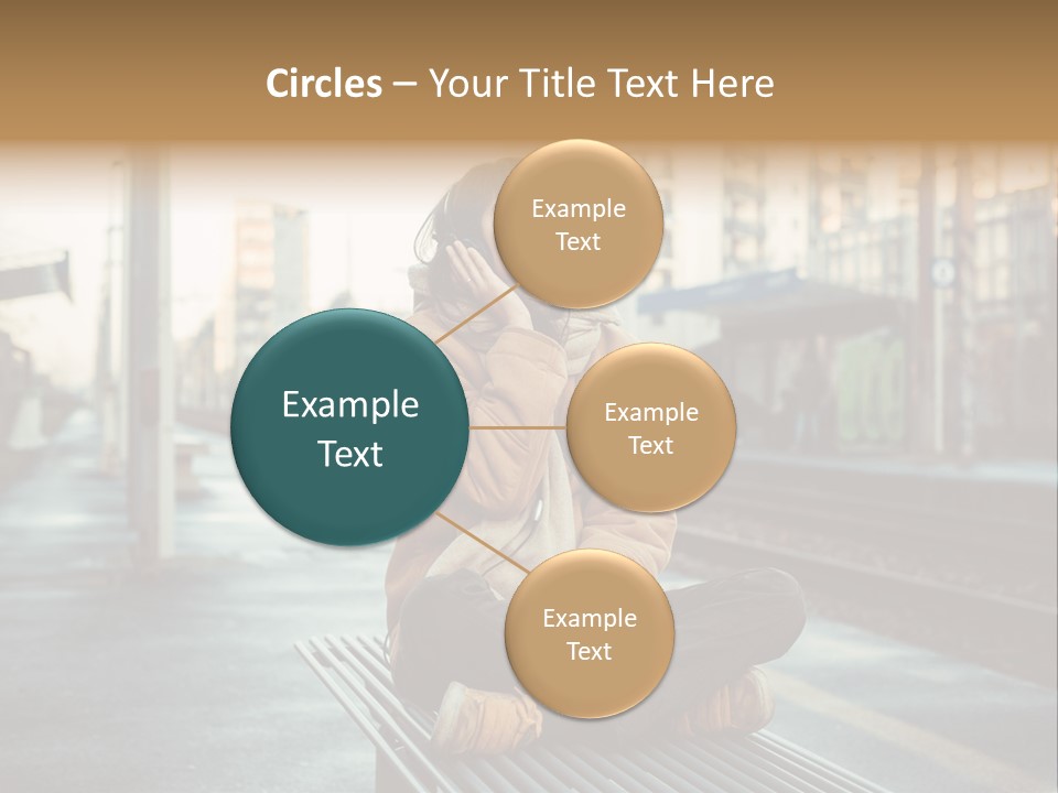 A Woman Sitting On A Bench Talking On A Cell Phone PowerPoint Template