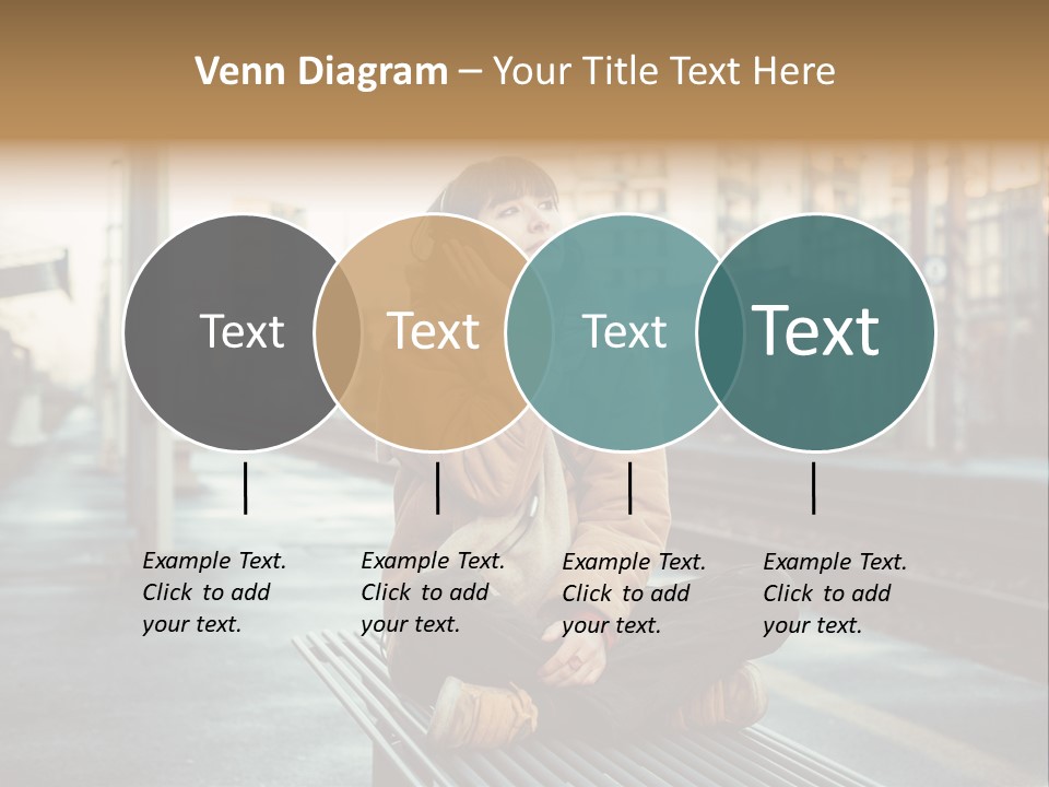 A Woman Sitting On A Bench Talking On A Cell Phone PowerPoint Template