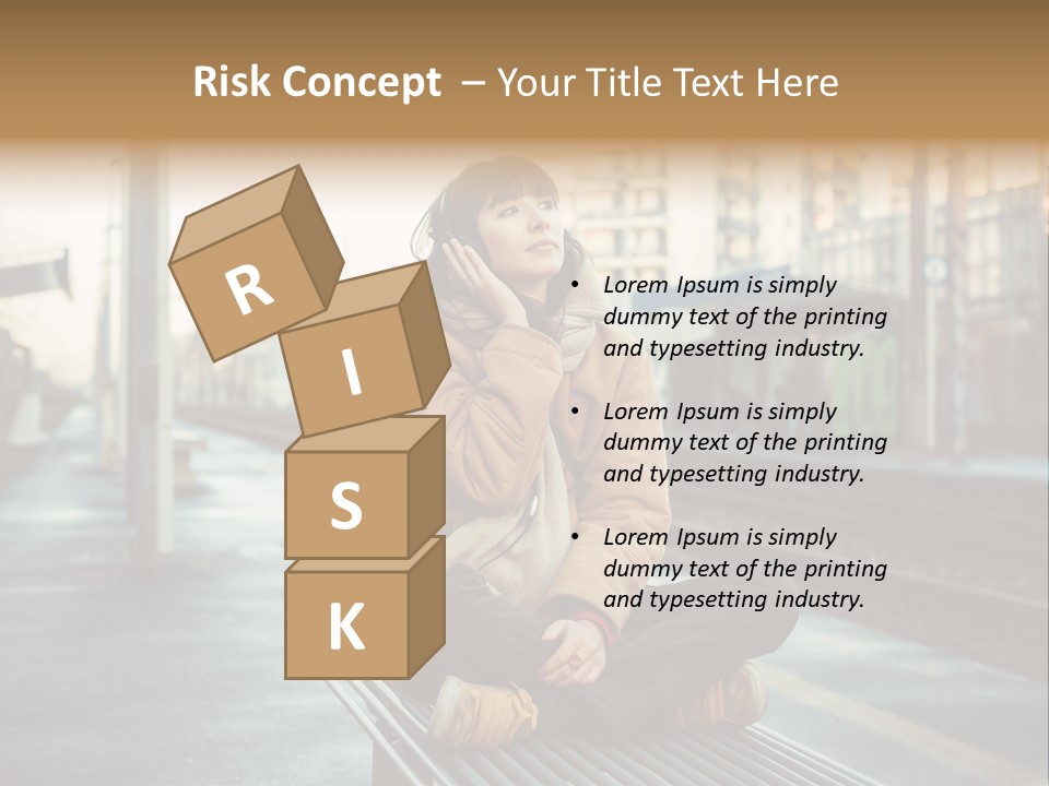 A Woman Sitting On A Bench Talking On A Cell Phone PowerPoint Template
