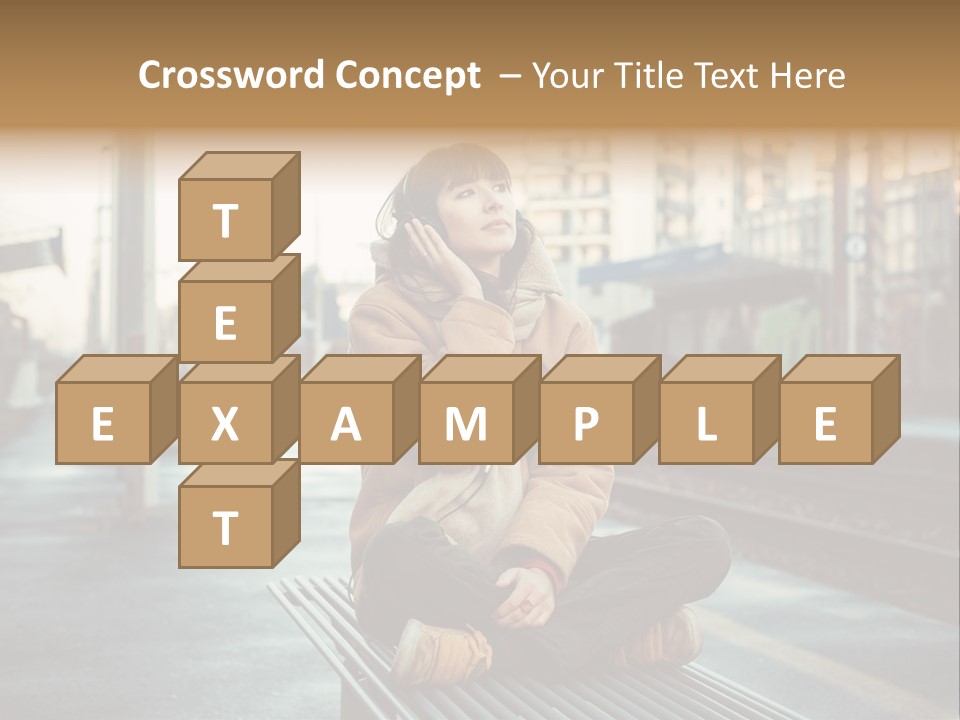 A Woman Sitting On A Bench Talking On A Cell Phone PowerPoint Template