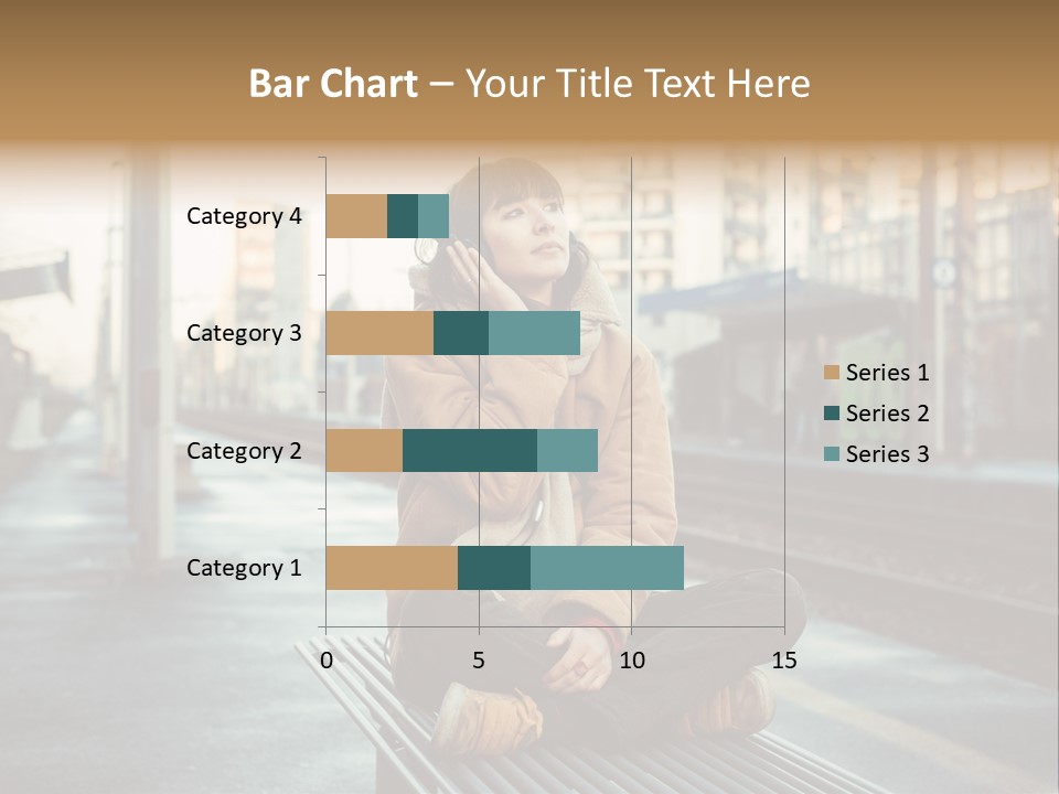 A Woman Sitting On A Bench Talking On A Cell Phone PowerPoint Template