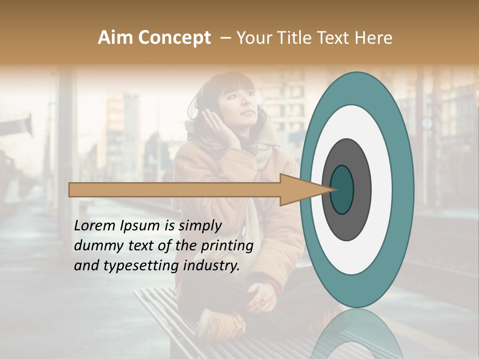 A Woman Sitting On A Bench Talking On A Cell Phone PowerPoint Template