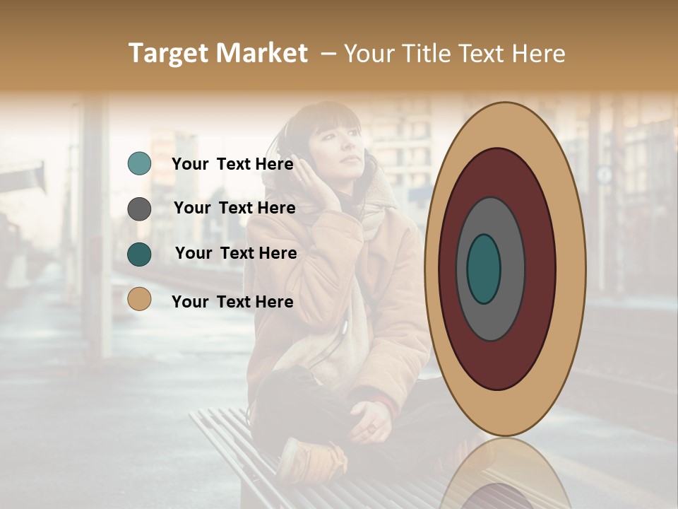 A Woman Sitting On A Bench Talking On A Cell Phone PowerPoint Template