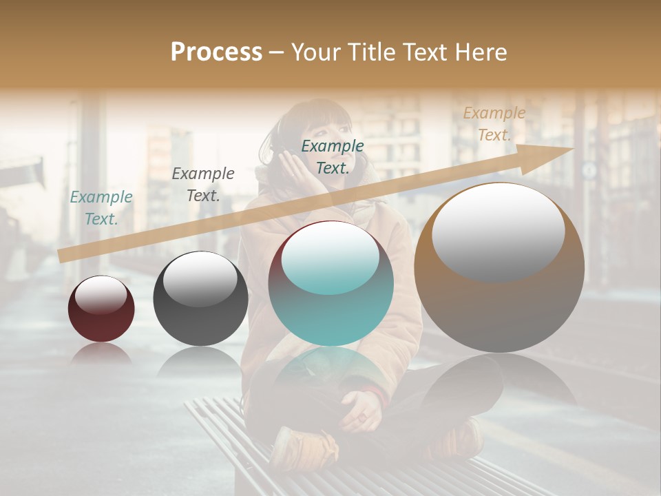 A Woman Sitting On A Bench Talking On A Cell Phone PowerPoint Template