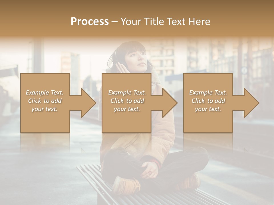 A Woman Sitting On A Bench Talking On A Cell Phone PowerPoint Template