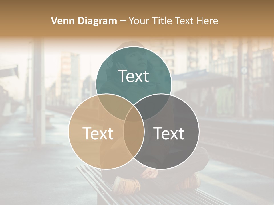 A Woman Sitting On A Bench Talking On A Cell Phone PowerPoint Template