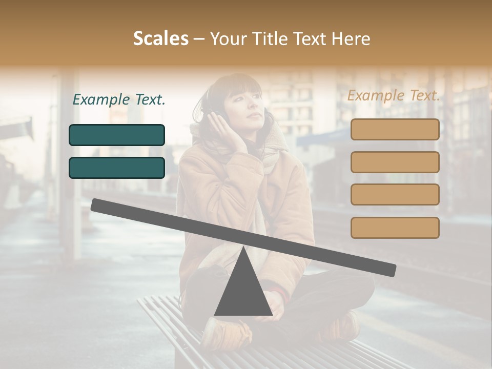 A Woman Sitting On A Bench Talking On A Cell Phone PowerPoint Template