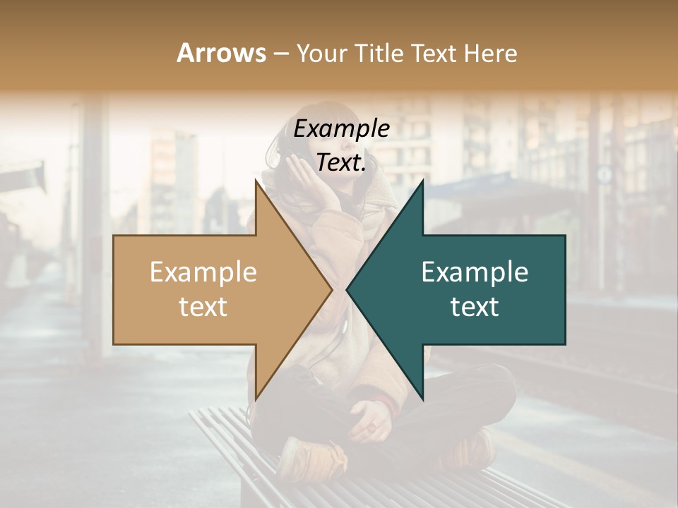 A Woman Sitting On A Bench Talking On A Cell Phone PowerPoint Template