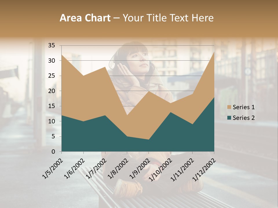 A Woman Sitting On A Bench Talking On A Cell Phone PowerPoint Template