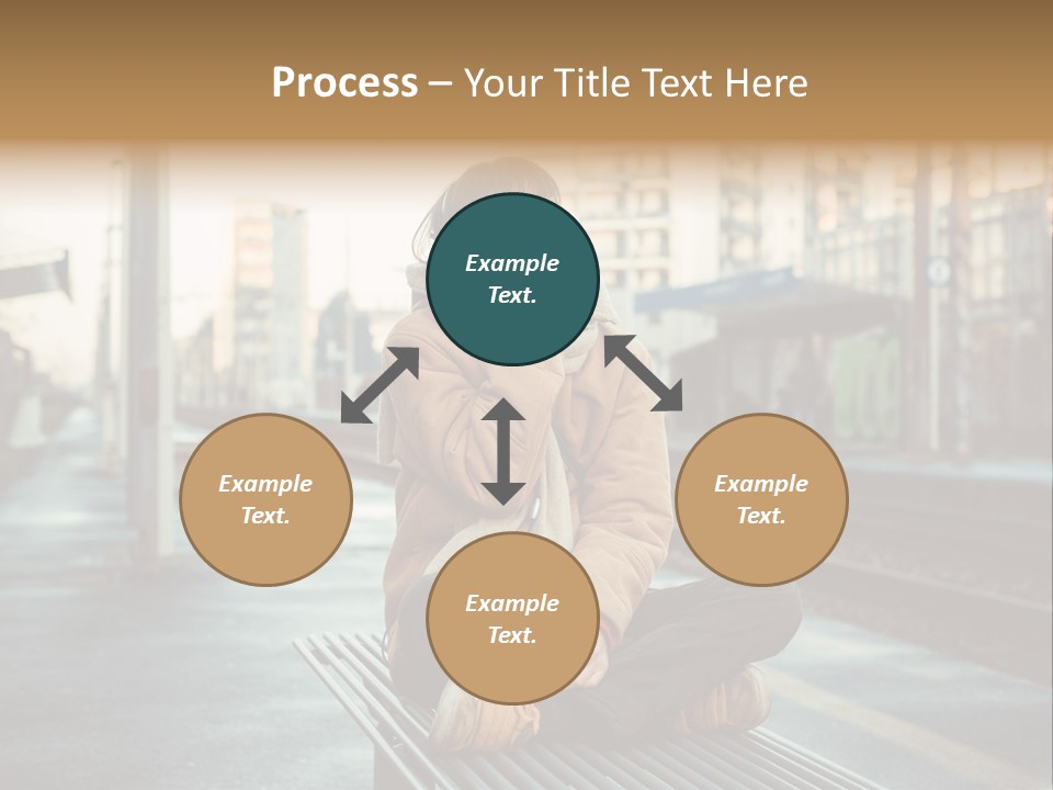 A Woman Sitting On A Bench Talking On A Cell Phone PowerPoint Template
