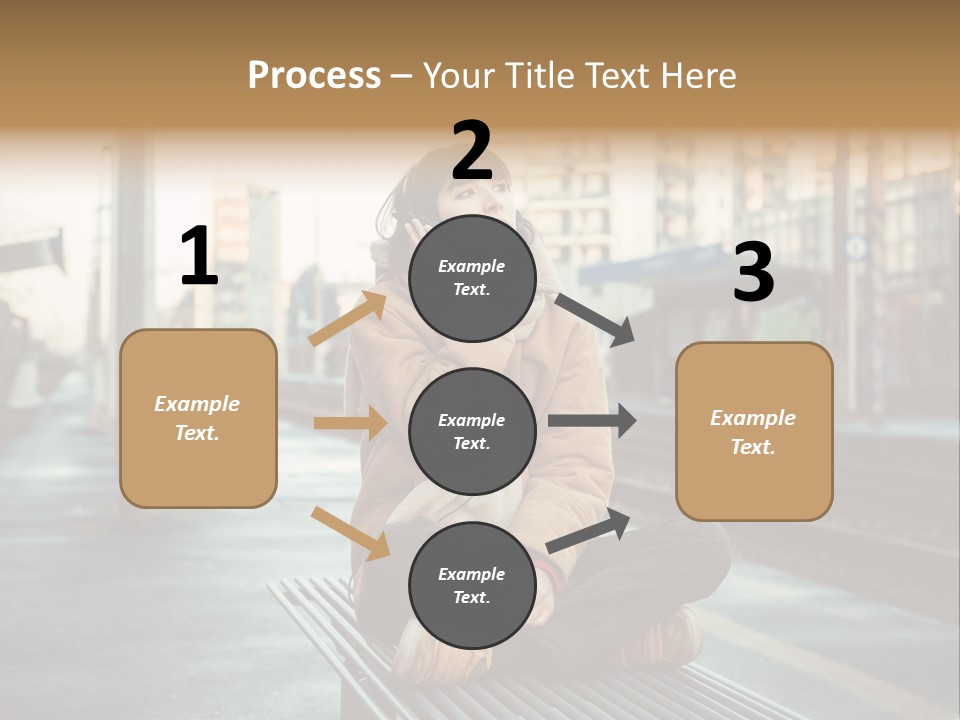 A Woman Sitting On A Bench Talking On A Cell Phone PowerPoint Template