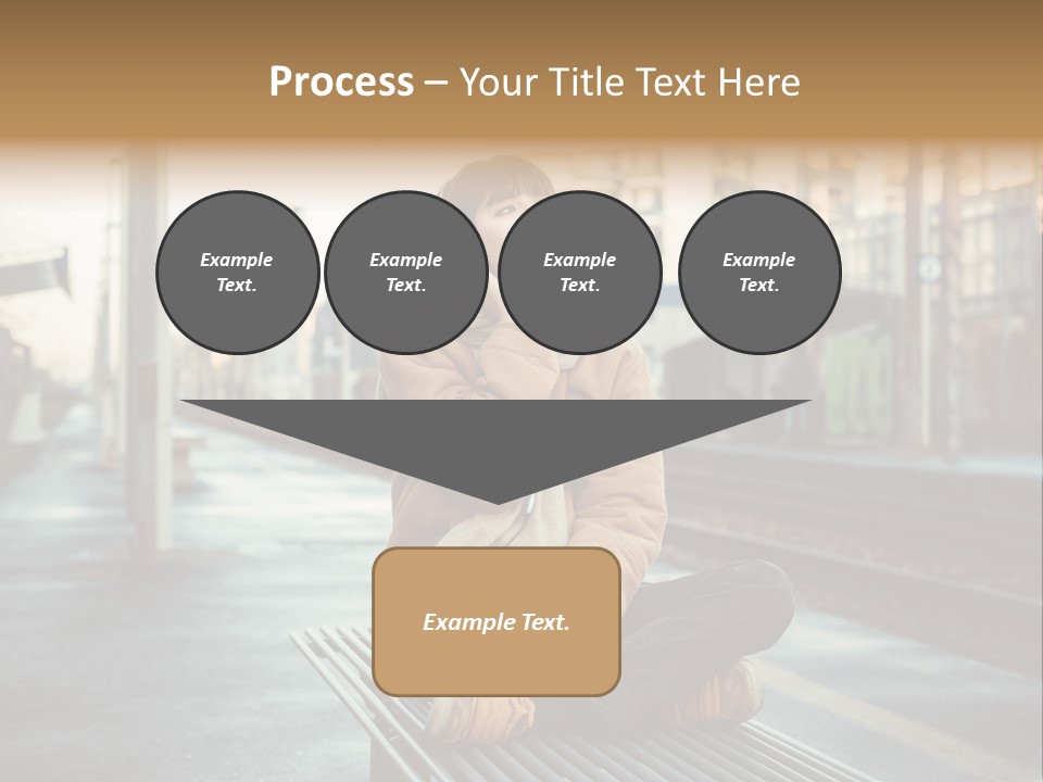 A Woman Sitting On A Bench Talking On A Cell Phone PowerPoint Template