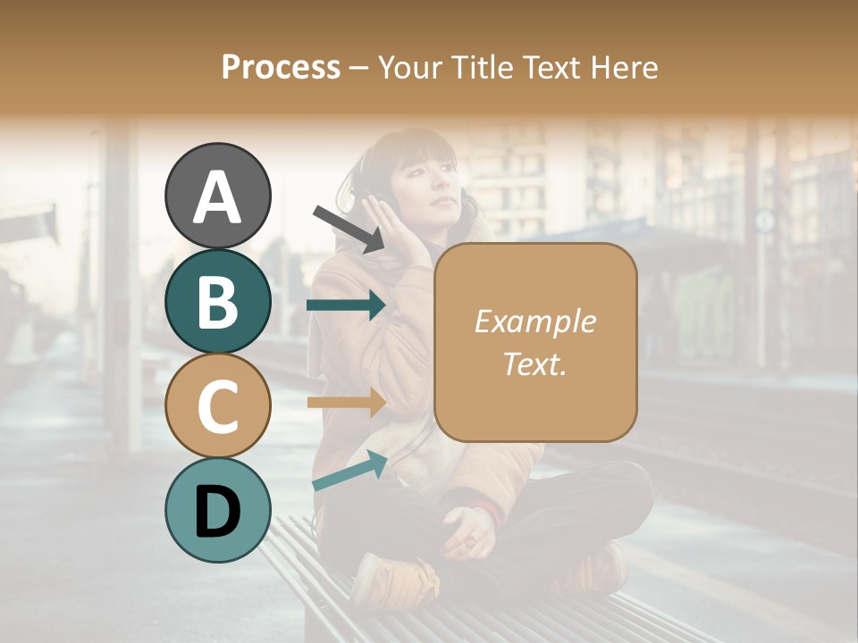 A Woman Sitting On A Bench Talking On A Cell Phone PowerPoint Template