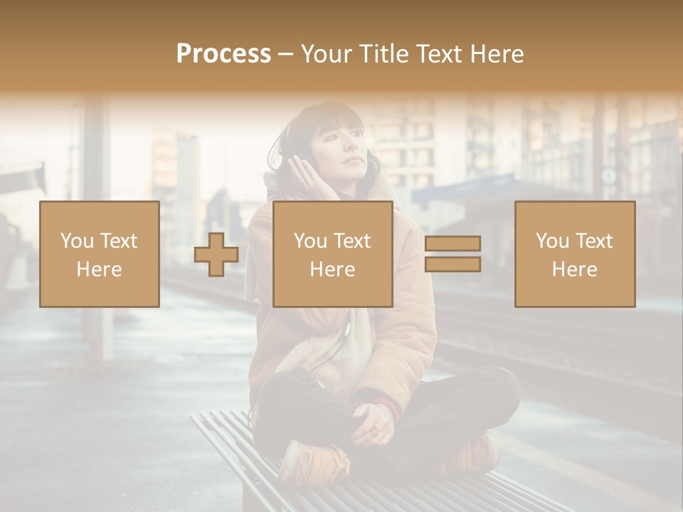 A Woman Sitting On A Bench Talking On A Cell Phone PowerPoint Template