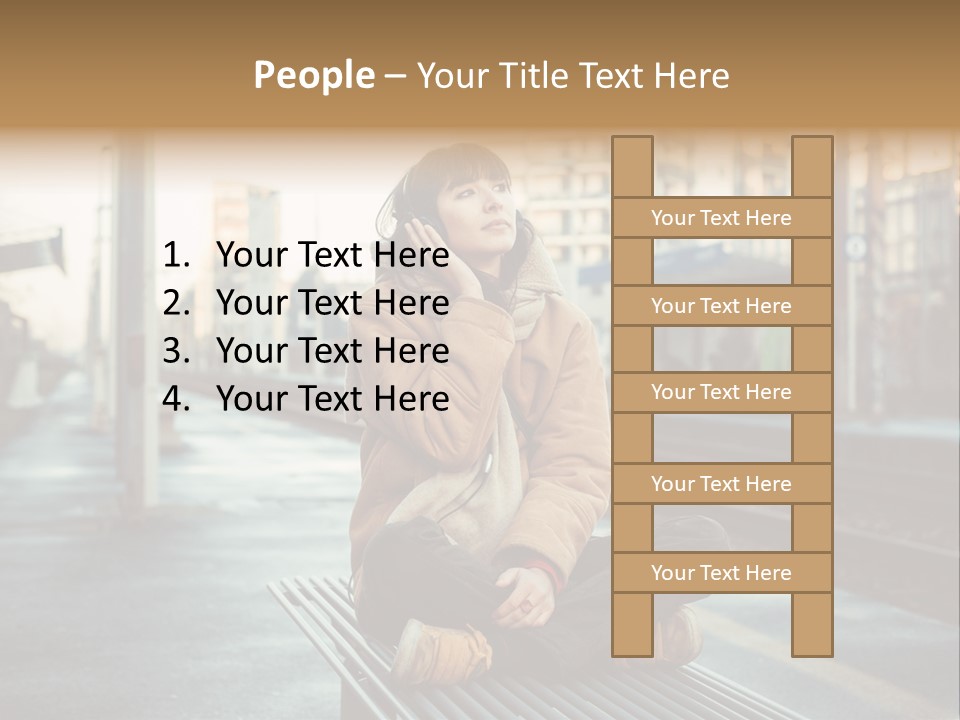 A Woman Sitting On A Bench Talking On A Cell Phone PowerPoint Template