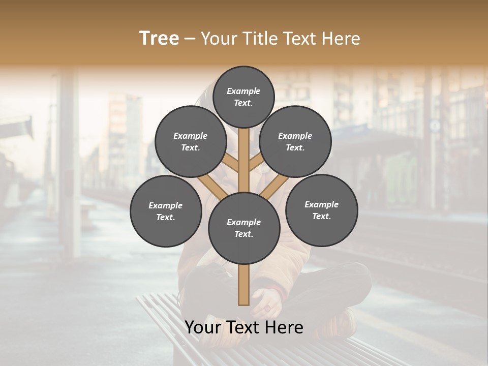 A Woman Sitting On A Bench Talking On A Cell Phone PowerPoint Template