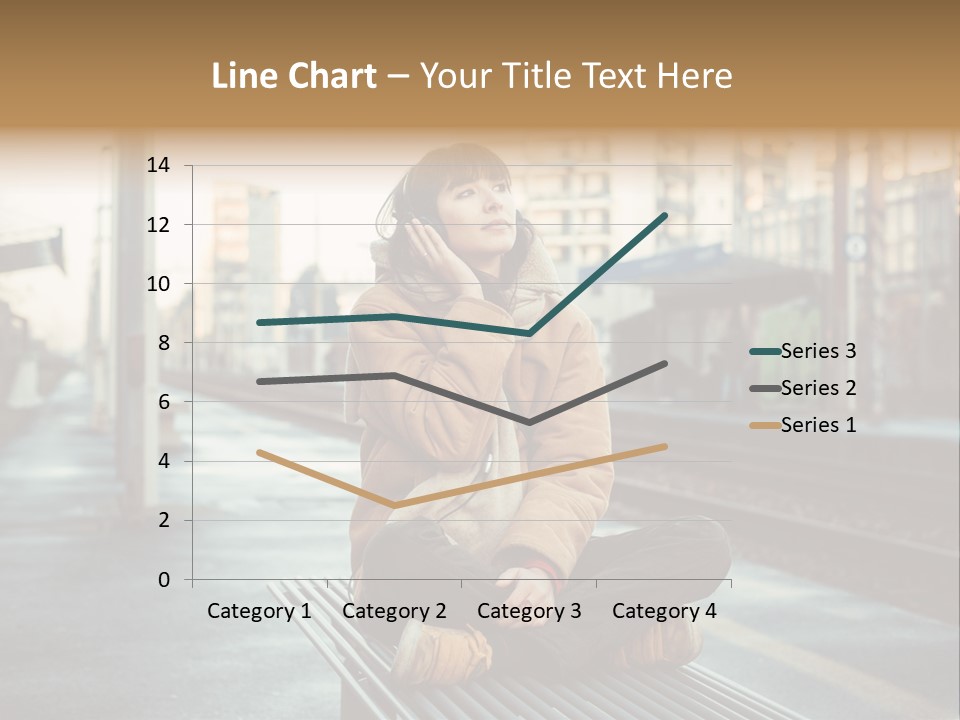 A Woman Sitting On A Bench Talking On A Cell Phone PowerPoint Template