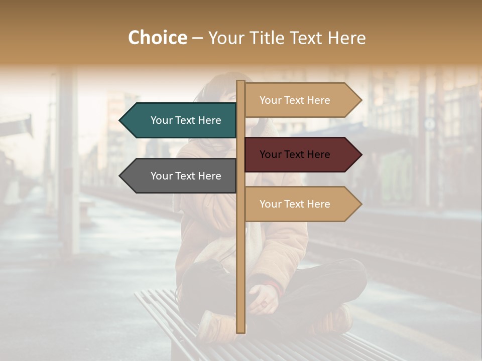 A Woman Sitting On A Bench Talking On A Cell Phone PowerPoint Template