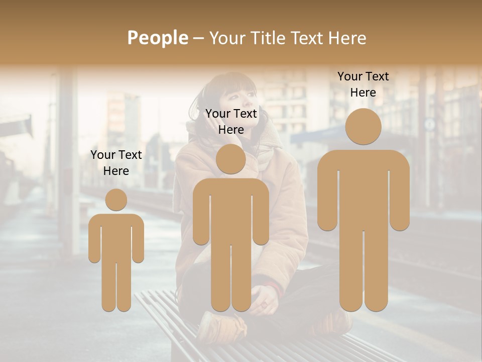 A Woman Sitting On A Bench Talking On A Cell Phone PowerPoint Template