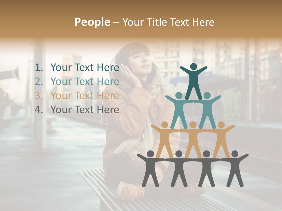 A Woman Sitting On A Bench Talking On A Cell Phone PowerPoint Template