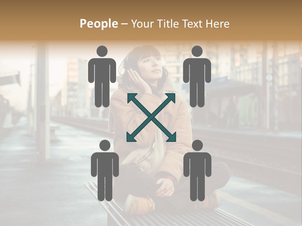 A Woman Sitting On A Bench Talking On A Cell Phone PowerPoint Template