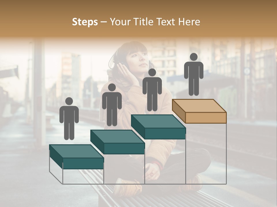 A Woman Sitting On A Bench Talking On A Cell Phone PowerPoint Template
