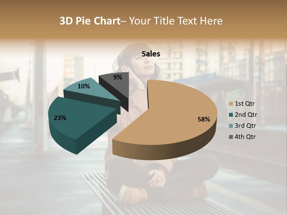 A Woman Sitting On A Bench Talking On A Cell Phone PowerPoint Template
