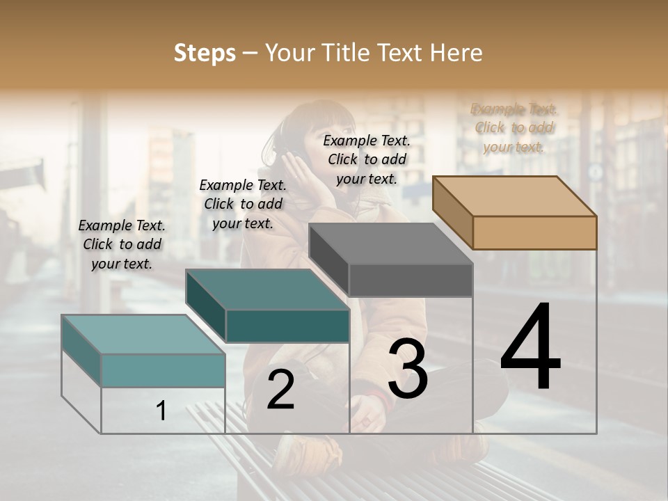 A Woman Sitting On A Bench Talking On A Cell Phone PowerPoint Template