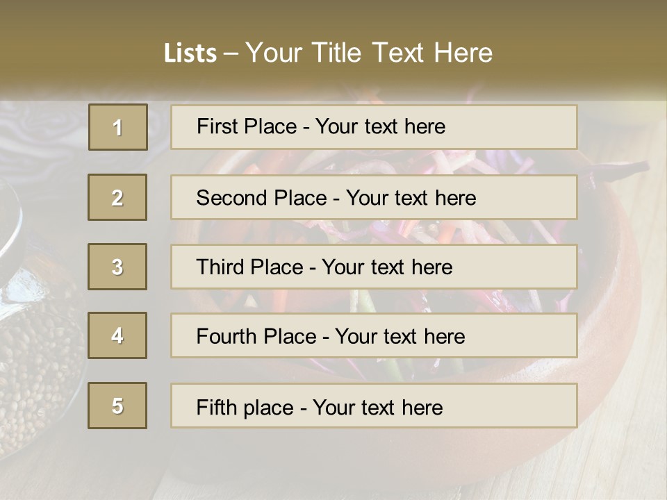 A Wooden Bowl Filled With Red Cabbage And Carrots PowerPoint Template