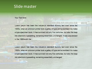 A Group Of Boats Floating On Top Of A River PowerPoint Template