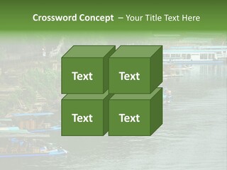 A Group Of Boats Floating On Top Of A River PowerPoint Template