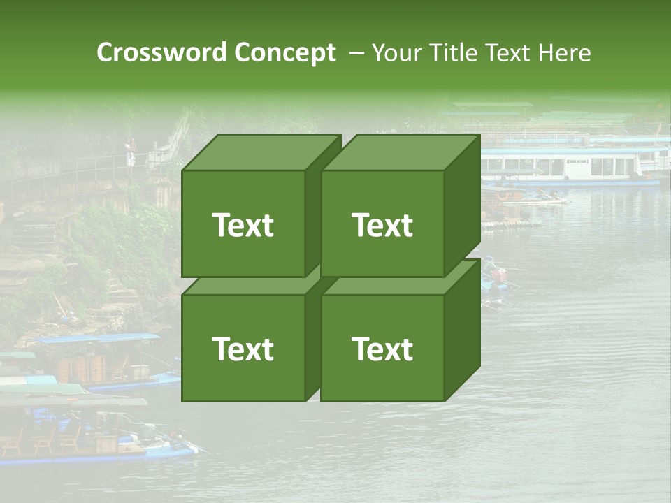 A Group Of Boats Floating On Top Of A River PowerPoint Template