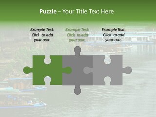A Group Of Boats Floating On Top Of A River PowerPoint Template