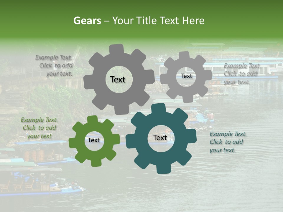 A Group Of Boats Floating On Top Of A River PowerPoint Template