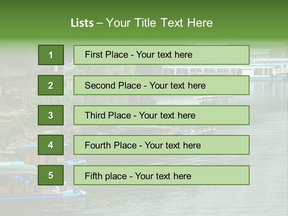 A Group Of Boats Floating On Top Of A River PowerPoint Template