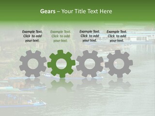 A Group Of Boats Floating On Top Of A River PowerPoint Template