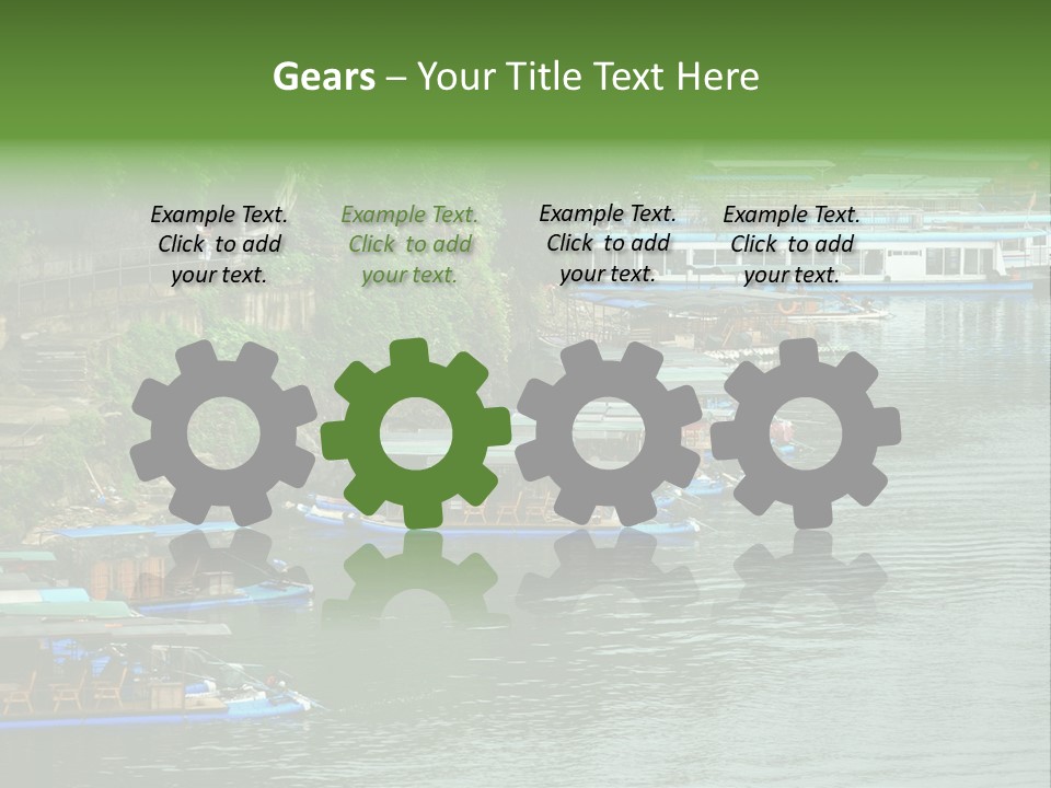 A Group Of Boats Floating On Top Of A River PowerPoint Template