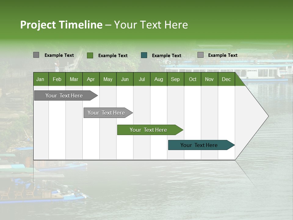 A Group Of Boats Floating On Top Of A River PowerPoint Template