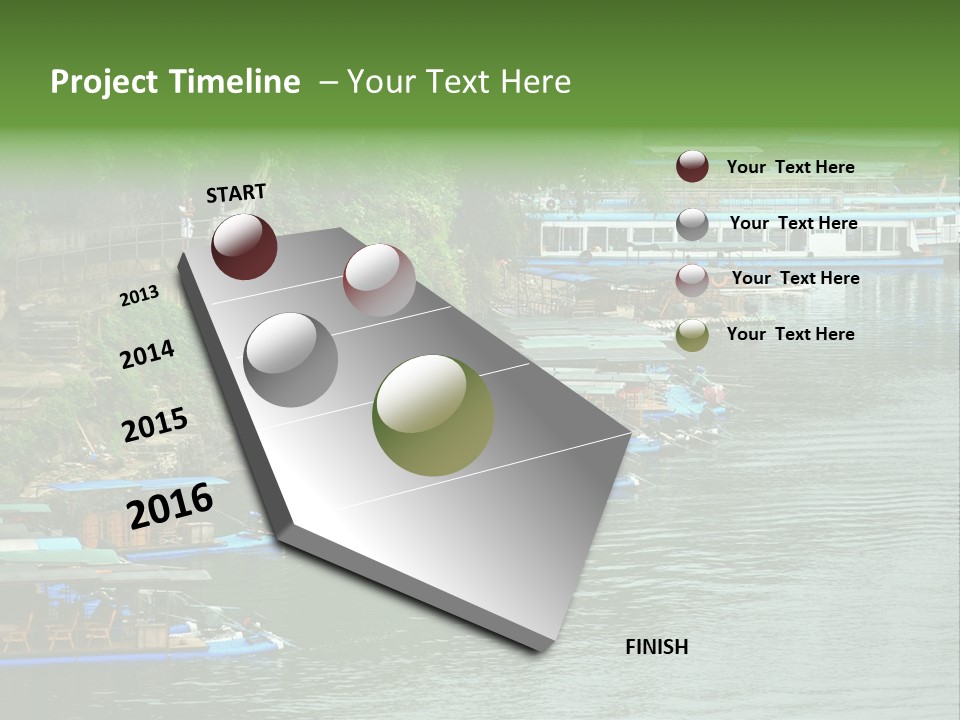 A Group Of Boats Floating On Top Of A River PowerPoint Template