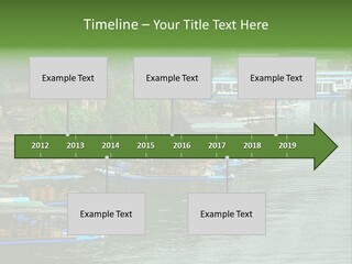 A Group Of Boats Floating On Top Of A River PowerPoint Template