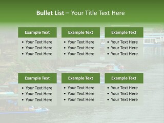 A Group Of Boats Floating On Top Of A River PowerPoint Template