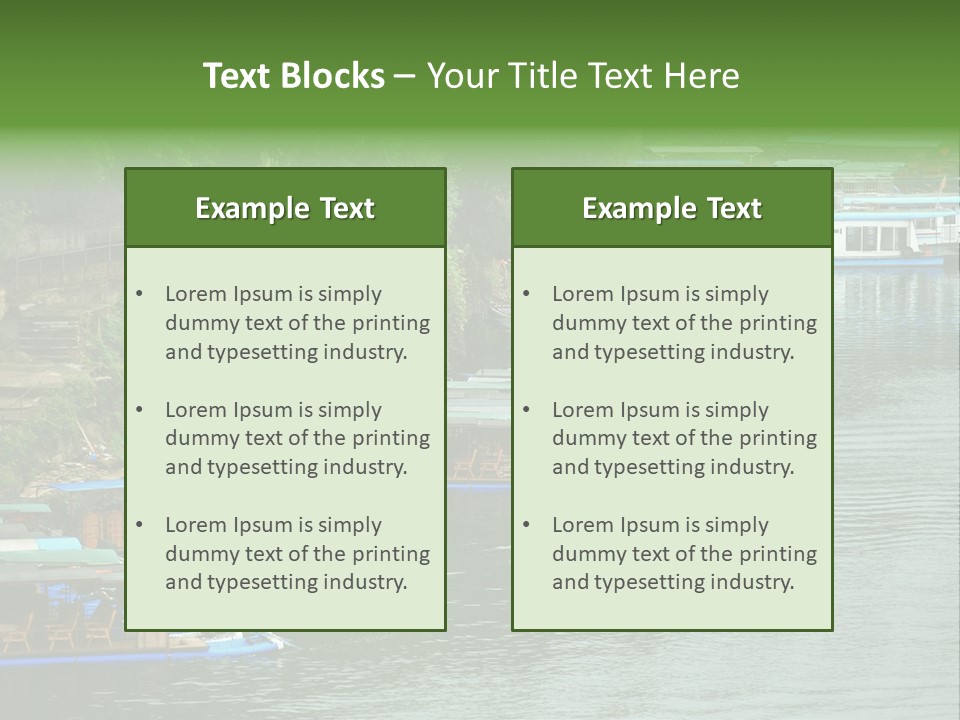 A Group Of Boats Floating On Top Of A River PowerPoint Template
