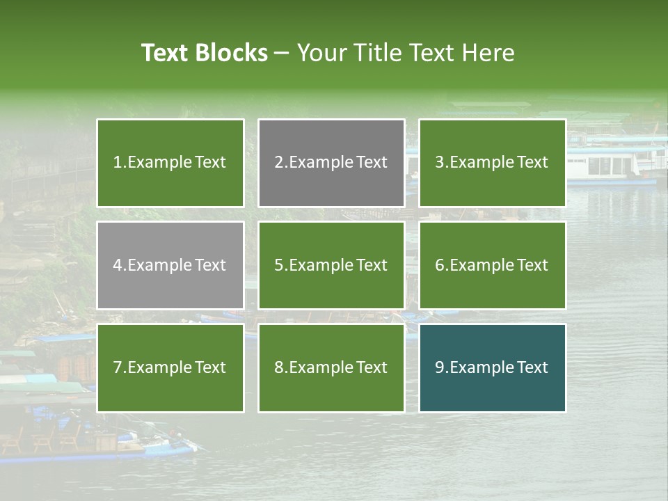 A Group Of Boats Floating On Top Of A River PowerPoint Template